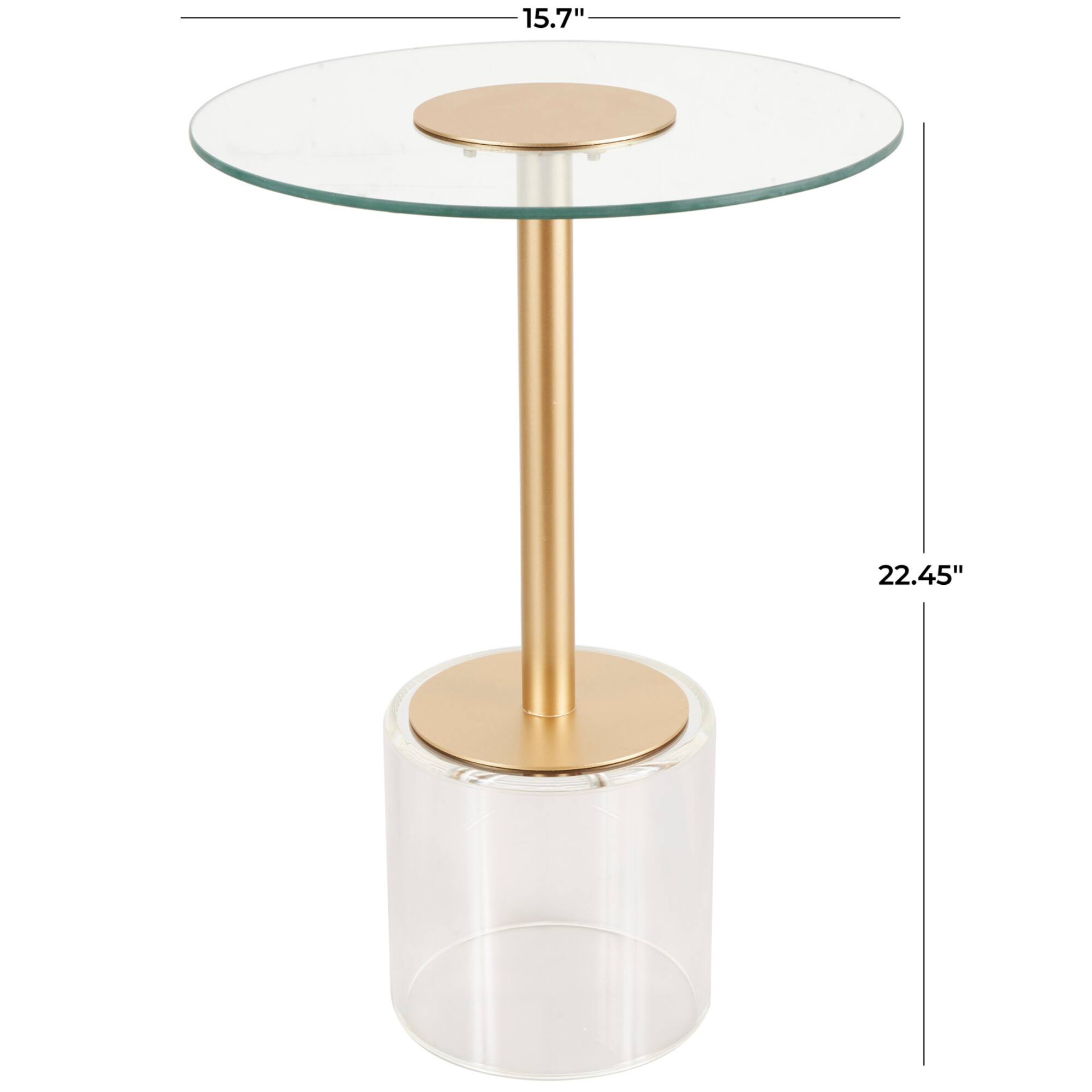 22.5" Clear Acrylic Accent Table with Elevated Base & Gold Stand